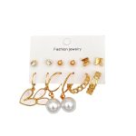 پک گوشواره 6 جفتی قلب و مروارید کد 6006