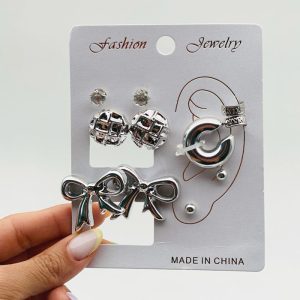 پک گوشواره استیل طرح پاپیون