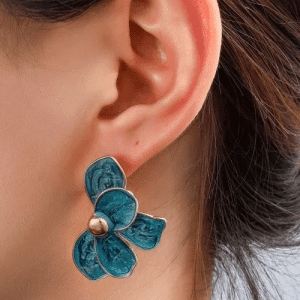 گوشواره میناکاری گلبرگ آبی