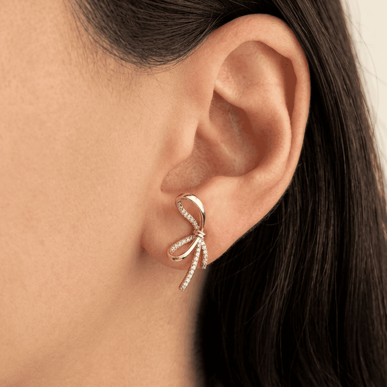 گوشواره میخی پاپیون نگیندار ژوپینگ