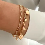 دستبند دو لاین ۸ آویز قلب ژوپینگ