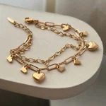 دستبند دو لاین ۸ آویز قلب ژوپینگ