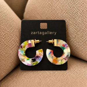 Marbled Resin Hoops on Gold Stamped Card 16 11zon