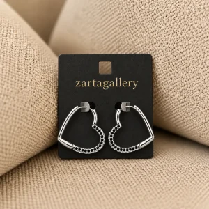 Silver Heart Hoops on Gold Logo Card 11zon
